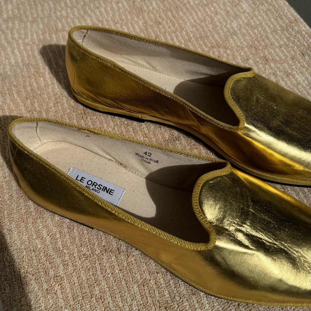 Le Orsine Metallic Gold Loafers NWOB size‎ 42 - Picture 2 of 6